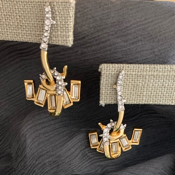 Alexis Bittar New Gold Jagged Starlight Marquis Serpentine Crystal Earrings - Picture 8 of 16